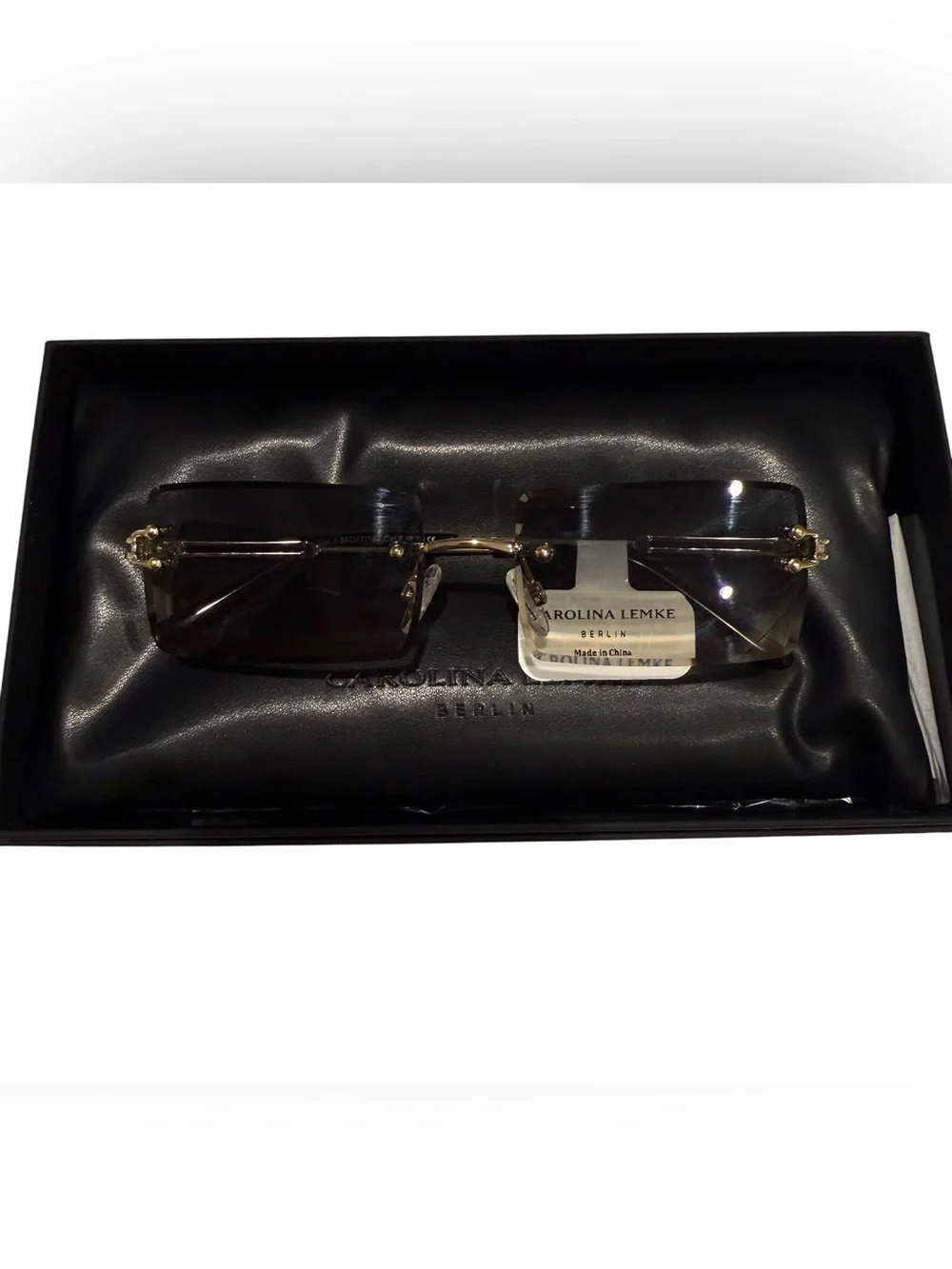 NEW Carolina Lemke Eagle Gold Rectangular Sunglasses CL3101 y2k retro festival